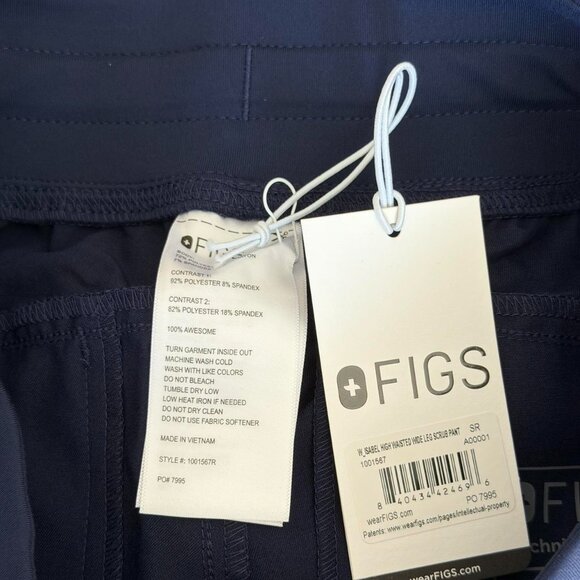 Figs High Waisted Isabel Wide Leg Scrub Pants in Navy, Size Small - Picture 10 of 10